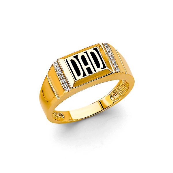 14K 2T Dad Men's CZ Ring