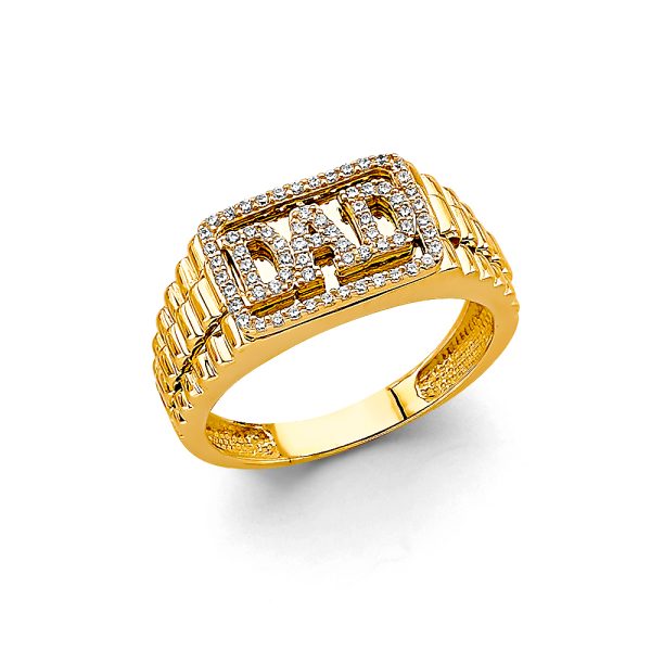 14K 2T Dad Men's CZ Ring