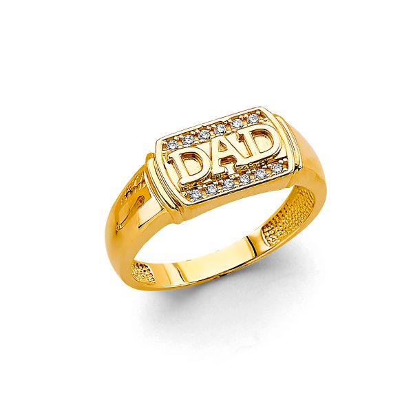 14K 2T Dad Men's CZ Ring