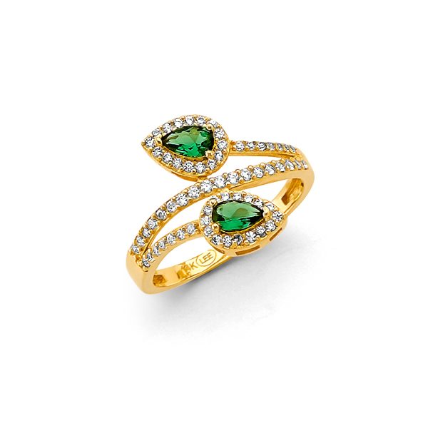 14KY Leaf Green CZ Ring