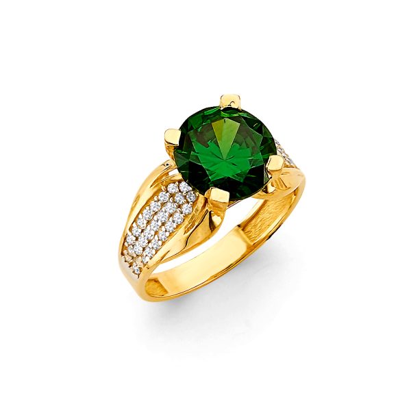 14KY Fancy Green CZ Ring