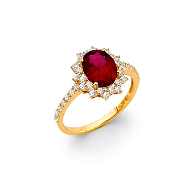 14KY Fancy Red CZ Ring