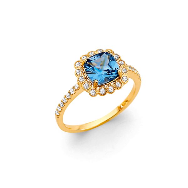 14KY Fancy Blue CZ Ring