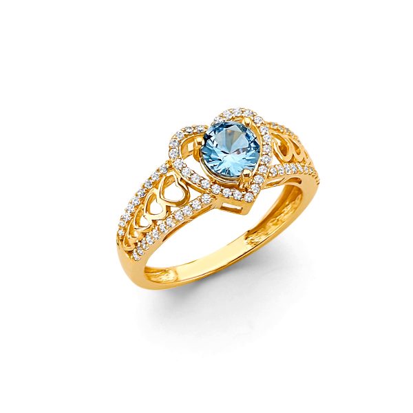 14KY Fancy Blue CZ Ring