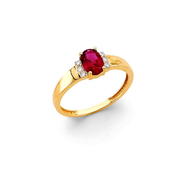 14KY Fancy Red CZ Ring