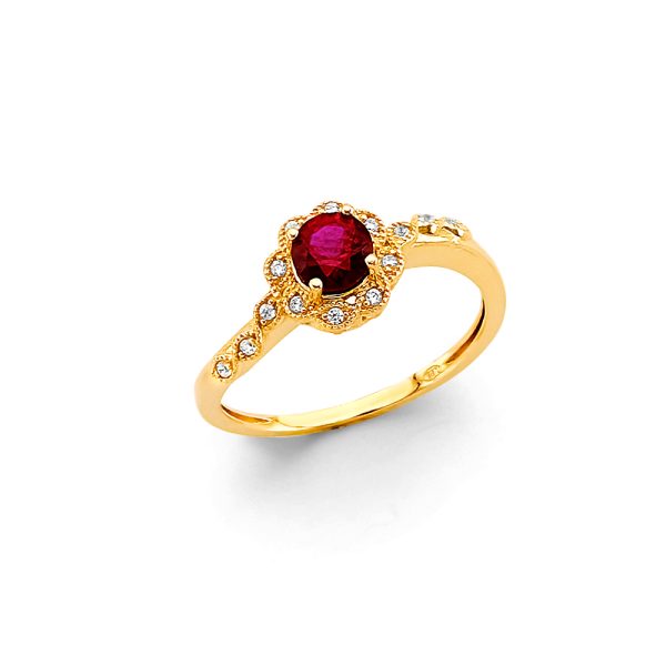 14KY Fancy Red CZ Ring