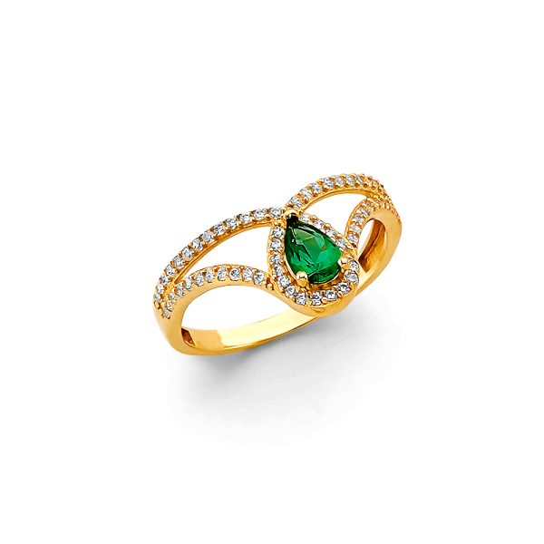 14KY Fancy Green CZ Ring