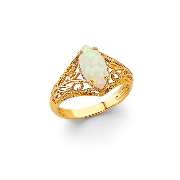 14KY Fancy Opal CZ Ring