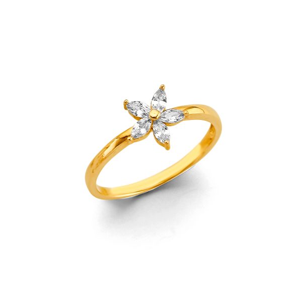 14KY CZ Flower Ring