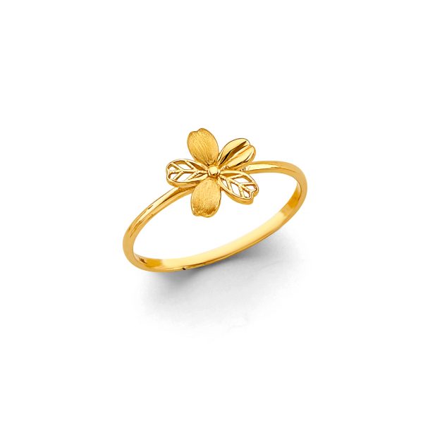 14K 2T CZ Flower Ring