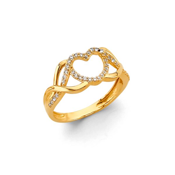 14KY CZ Heart Ring