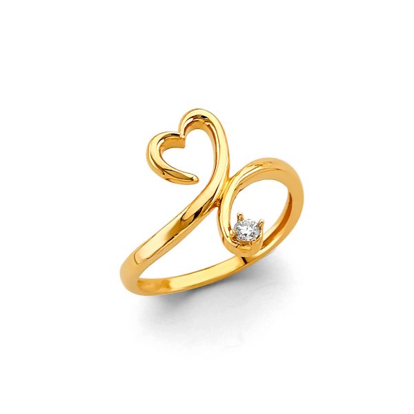 14KY CZ Heart Ring