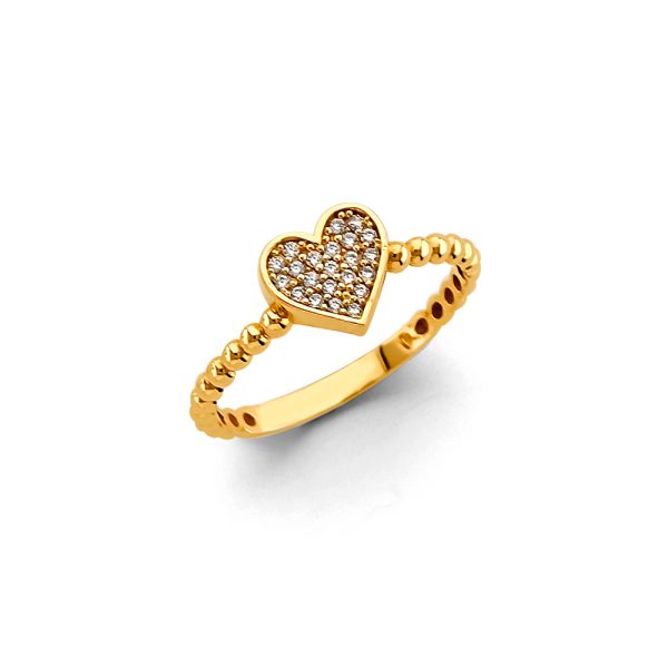 14KY CZ Heart Ring