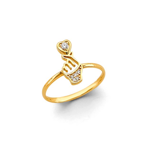 14KY CZ Finger Heart Ring