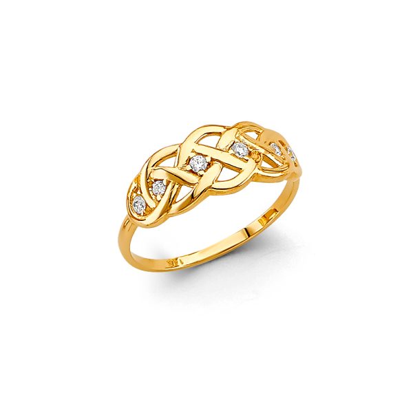 14KY CZ Flat Knot Ring