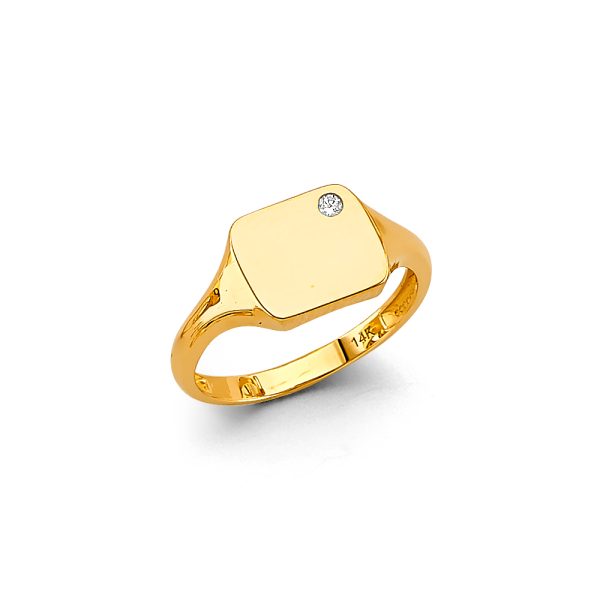 14KY CZ Signet Ring