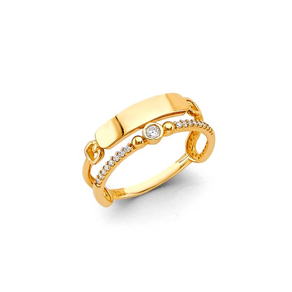 14KY CZ 2 Line Ladies Ring