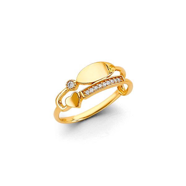 14KY CZ 2 Line Ladies Ring