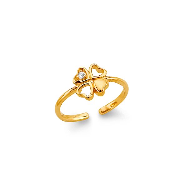 14KY CZ Clover Toe Ring