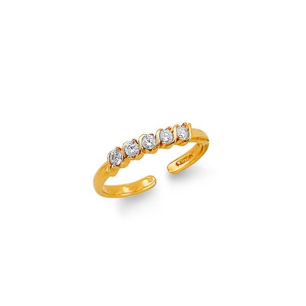 14K 2T CZ Toe Ring