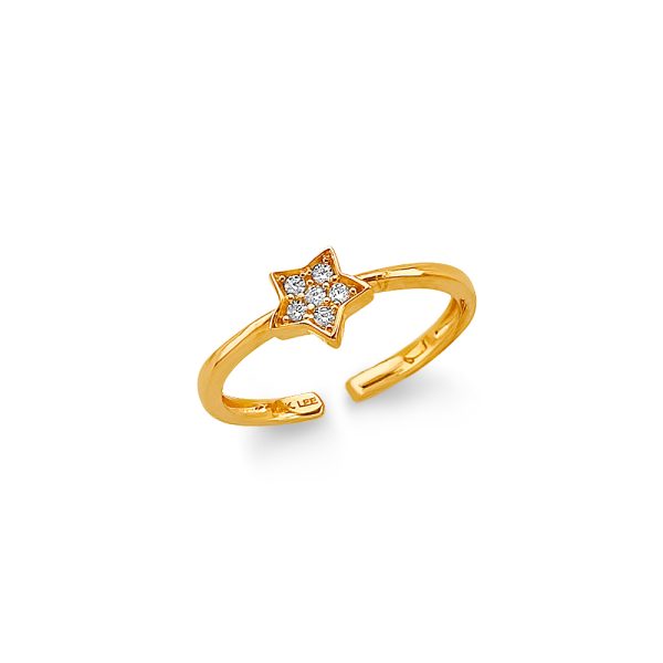 14KY CZ Star Toe Ring