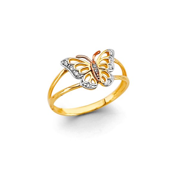 14K 2T Butterfly Ring