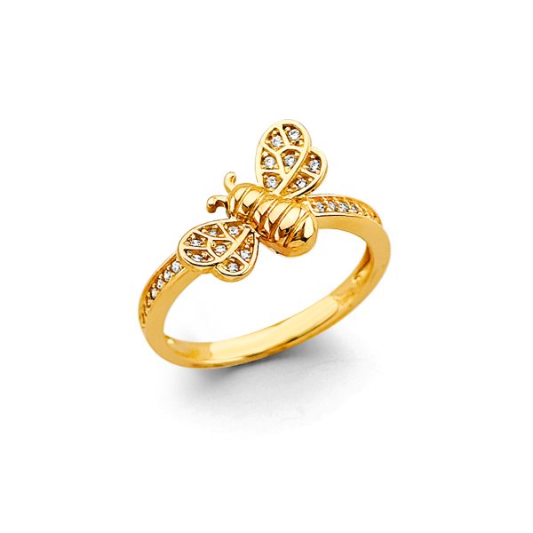 14KY CZ Bee Ring