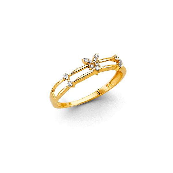 14KY CZ Butterfly Ring