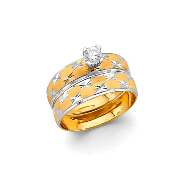 14K 2T Ladies CZ Engagement Ring