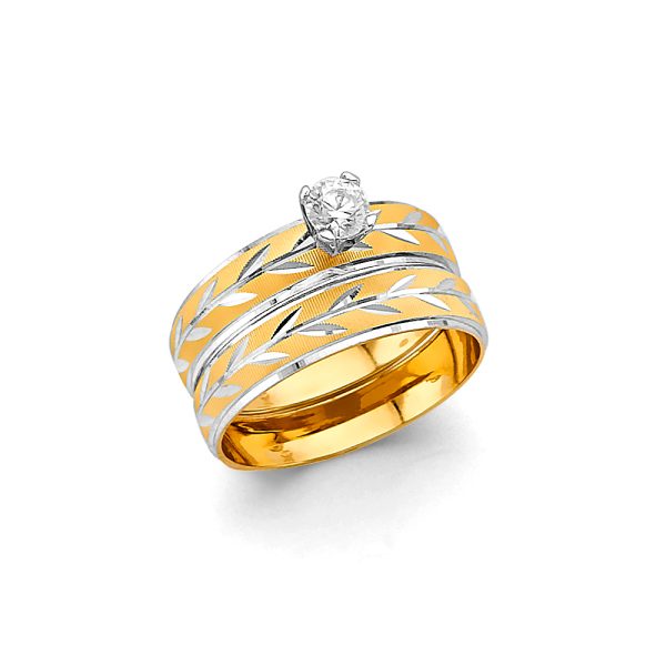 14K 2T Ladies CZ Engagement Ring