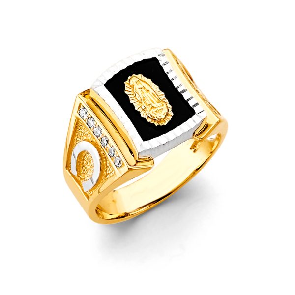 14K 2T Onyx Guadalupe Men's CZ Ring