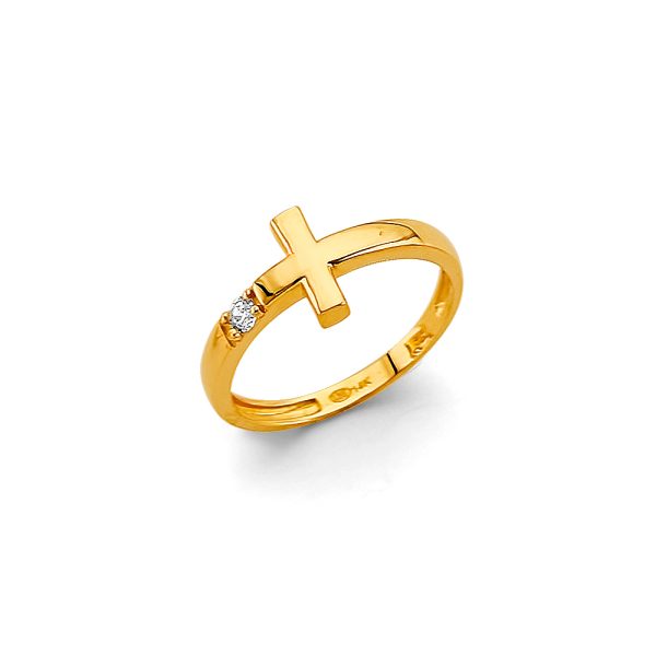 14KY Cross Babies CZ Ring