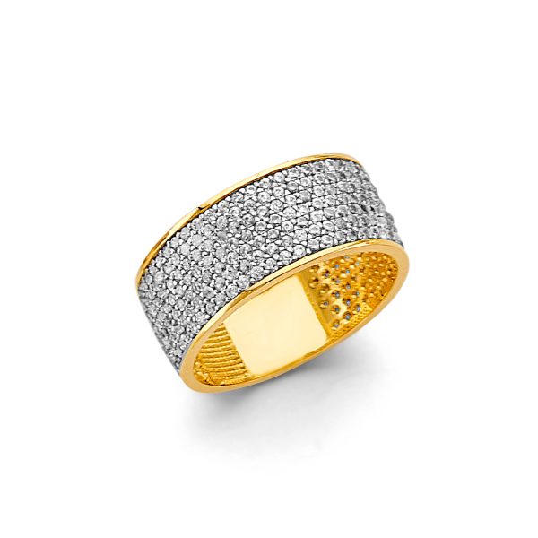 14K 2T Micro Pave Ladies CZ Ring