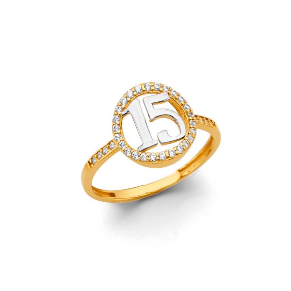 14KY CZ 15 Years Ring