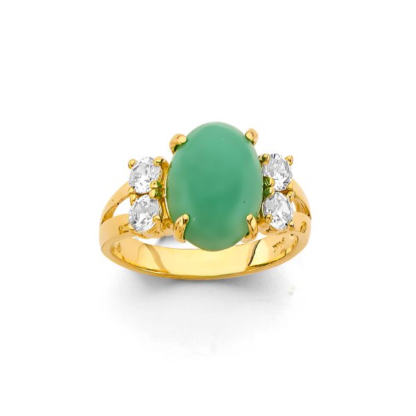 14KY CZ Jade Ring/Set