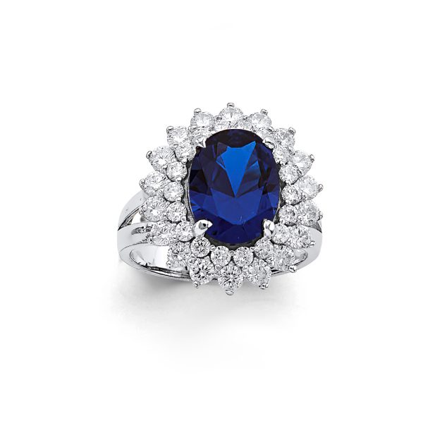 14KW Blue CZ Ring/Set