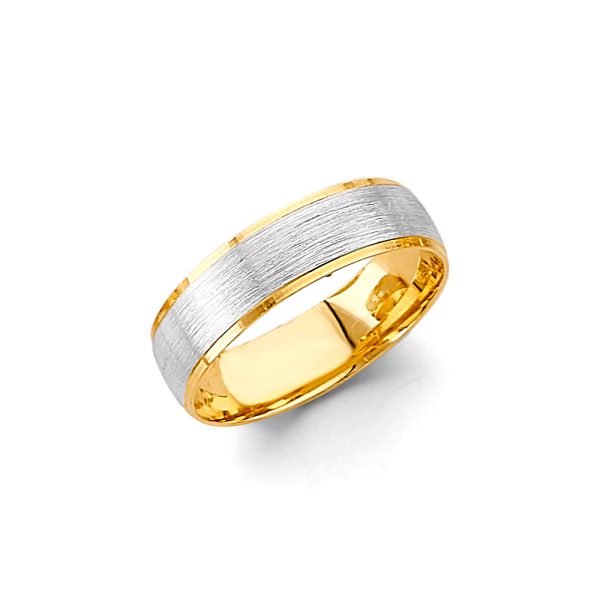 14K 2T 6mm Sand Polish Wedding Band - Size 10