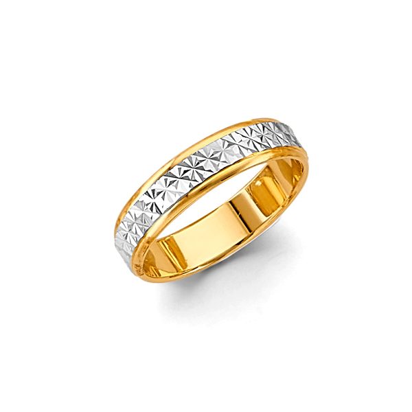 14K 2T 5mm DC Wedding Band - Size 10