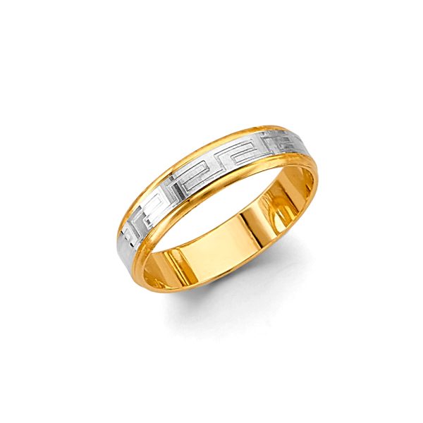 14K 2T 5mm Greek Design Wedding Band - Size 10