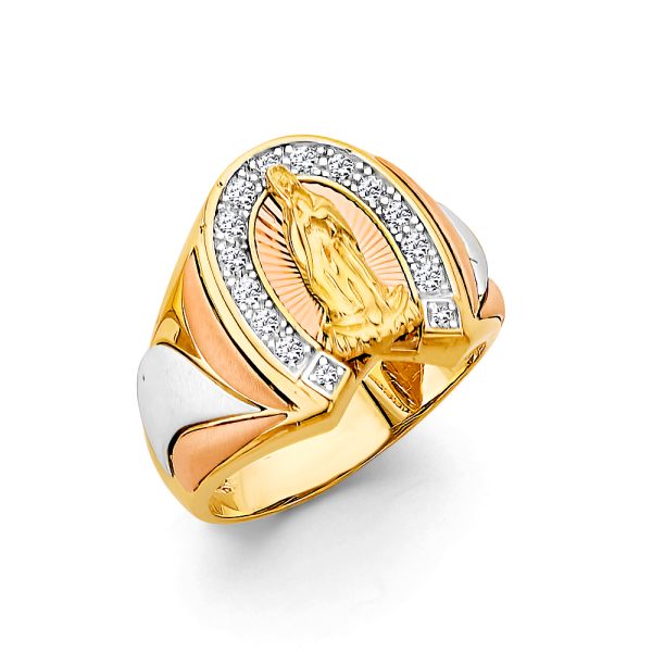 14K 3C Guadalupe Men's CZ Ring