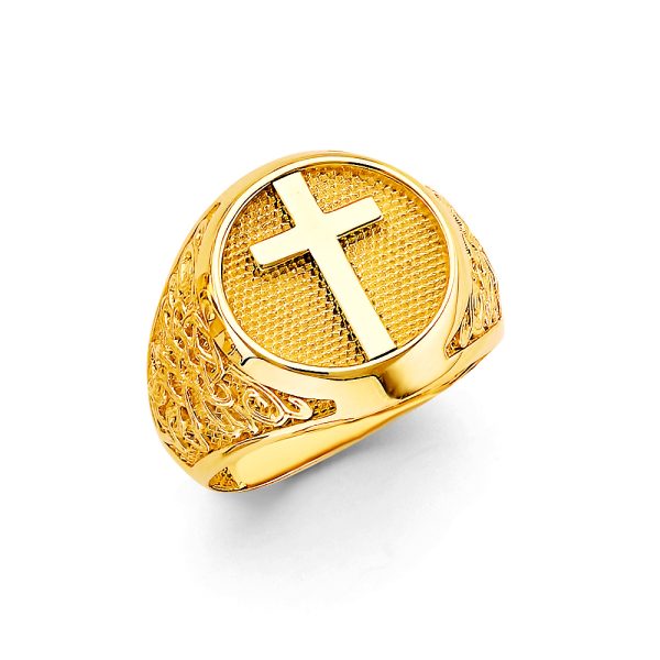 14KY Cross Men's Ring