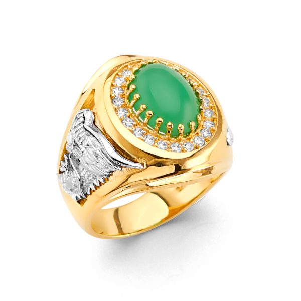 14K 2T Jade Men's CZ Ring