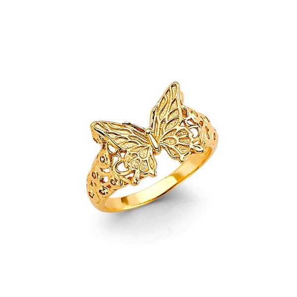 14KY CZ Butterfly Ladies Ring