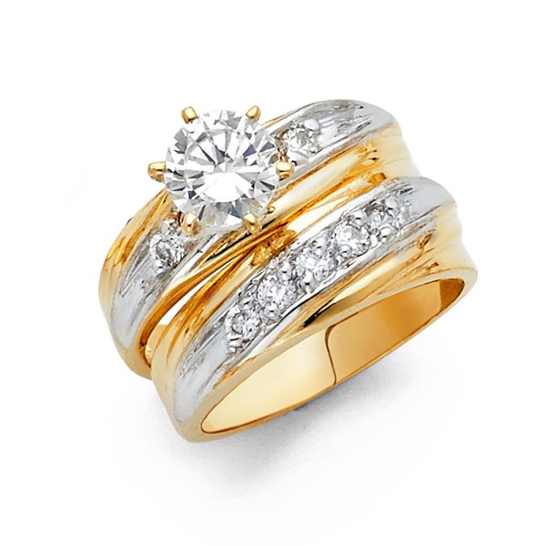 14K 2T CZ Engagement Ring