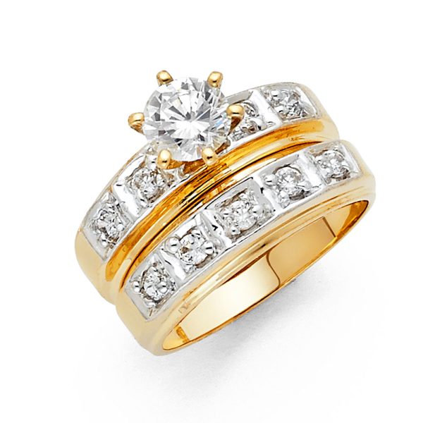 14K 2T CZ Engagement Ring