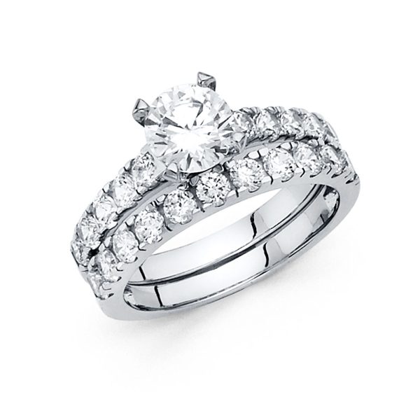 14KW CZ Ladies Wedding Band