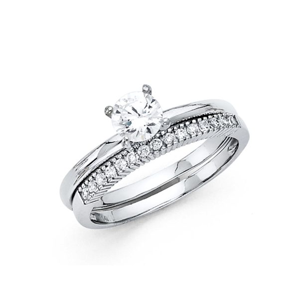 14KW CZ Ladies Wedding Band