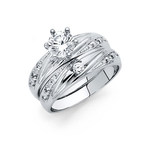 14KW CZ Ladies Wedding Band