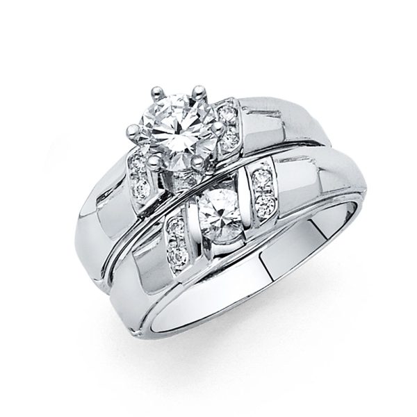 14KW CZ Ladies Wedding Band