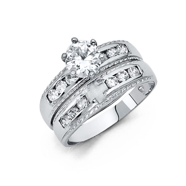 14KW CZ Ladies Wedding Band